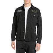 Veste Replay Surchemise coupe classique anthracite avec patchs