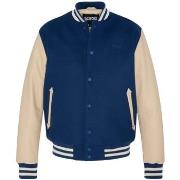 Blouson Schott Blouson Teddy homme Ref 63767 Cobalt Beige