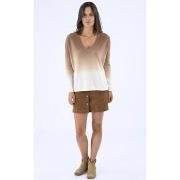 Pull Les Tricots De Lea Pull col V oversize cachemire camel-047765