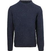 Sweat-shirt Suitable Pull Tweed Marine Mix Laine