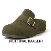 Mules FitFlop SHUV BUCKLE-STRAP NUBUCK CLOGS MOSSY