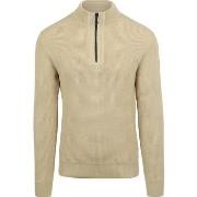 Sweat-shirt No Excess Pull Demi-Zip Mélanger Structure Beige