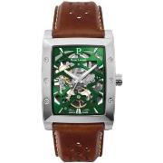 Montre Pierre Lannier HECTOR Argenté Cadran Vert Bracelet Cuir Brun 26...