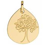 Pendentifs Brillaxis Médaille goutte arbre de vie or jaune 18 carats