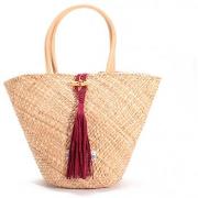 Sac Scooter Panier beige ruban bordeaux