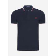 T-shirt Fred Perry Chemise à double bouts - navy snow white burnt red