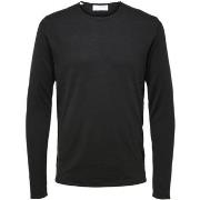 Sweat-shirt Selected Rocks Knit Crew Neck Zwart