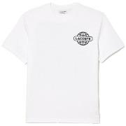 T-shirt Lacoste T-SHIRT IMPRIMÉ EN JERSEY ÉPAIS DE COTON BLANC