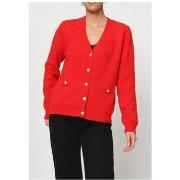 Pull Kebello Pull Cardigan col v Rouge F