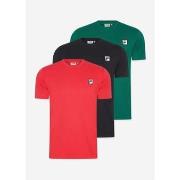 T-shirt Fila 3 pack ledge tee - True Red - Black - Aventurine