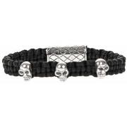 Bracelets Orusbijoux Bracelet Tête De Mort Argent Lien Noir Skull