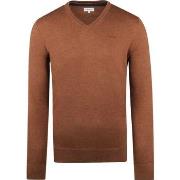 Sweat-shirt Mcgregor Pull Laine Merinos Col-V Marron Chestnut