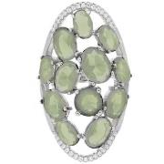 Bijoux Orusbijoux Bague Argent Asymétrique Pierres Verte