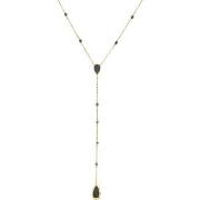 Collier Orusbijoux Collier Argent Doré Cravate Pierres Spinelle Noire