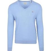 Sweat-shirt Gant Pullover Col-V Wool Blend Bleu Clair