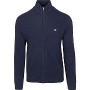 Sweat-shirt Gant Cardigan Mix Laine Marine