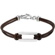 Bracelets Orusbijoux Bracelet Homme En Argent Et Cordon Cuir Marron