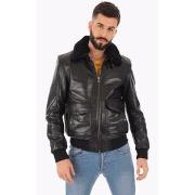 Blouson La Canadienne Blouson pilote cuir noir-047021