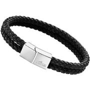 Bracelets Lotus Bracelet Style homme cuir noir tressé double