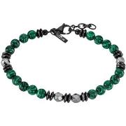 Bracelets Lotus Bracelet Style Perles Vertes Acier Noir