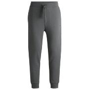 Pantalon BOSS PANTALON DE SURVÊTEMENT EN COTON ÉPONGE GRIS AVEC LOGO