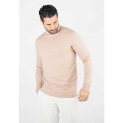 Pull Hollyghost Pull homme col roulé beige - Touché cachemire