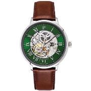 Montre Pierre Lannier AUTOMATIC Argenté Cadran Vert Bracelet Cuir Brun...