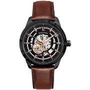 Montre Pierre Lannier AUTOMATIC Cadran Noir Bracelet Cuir Brun