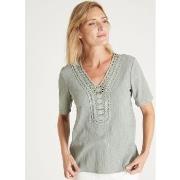 T-shirt Daxon by - Tee-shirt encolure macramé