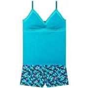 Pyjamas / Chemises de nuit Pomm'poire Top-short turquoise Savane