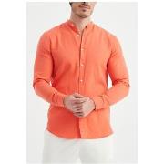 Chemise Kebello Chemise Col Mao Orange H