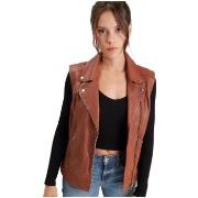 Gilet Daytona Blouson en cuir sans manche femme Ref 58231 Cognac