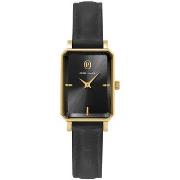 Montre Pierre Lannier ARIANE Doré Cadran Noir Bracelet Cuir Noir 12 MM