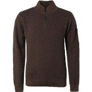 Sweat-shirt No Excess Pull Demi-Zip Marron