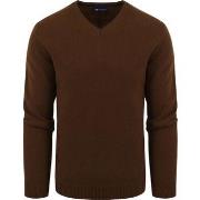 Sweat-shirt Suitable Pull Laine Col-V Marron