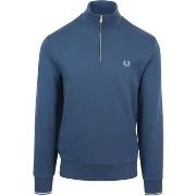 Sweat-shirt Fred Perry Pull Demi-Zip Bleu Mid