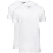 T-shirt Slater T-shirts Basiques Lot de 2 Col-V Blanc