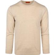 Sweat-shirt Suitable Pull-over Mérinos Col Rond Beige