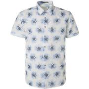 Chemise No Excess Chemise Manches Courtes De Lin Impression Bleu