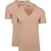 T-shirt Alan Red T-Shirt Col-V Stretch Lot de 2 Beige