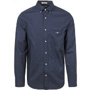 Chemise Gant Chemise Casual Poplin Marine