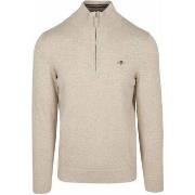 Sweat-shirt Gant Half Zip Pull Laine Beige Clair