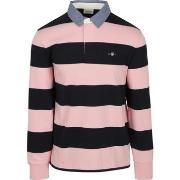 Sweat-shirt Gant Polo Heavy Rugger Shield Rayures Marine Rose