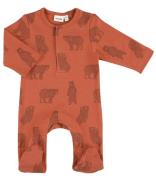 Trixie Babykleding Onesie with Feet Brave Bear Rood