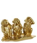 ITEM International Decoratieve objecten Figure Resin Monkeys Leaf Goud...