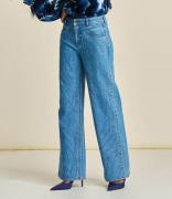 Jeans Wide Leg Denim Rhinestones