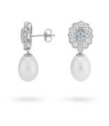 Earring With Colored Stones And Sweetwater Pearl 424109S