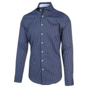 Blue Industry Blauw gemêleerd streep overhemd