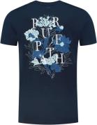 Pure Path Floral embroidery back print t-shir navy