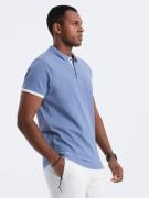 Ombre Poloshirt heren korte mouw denim jalti